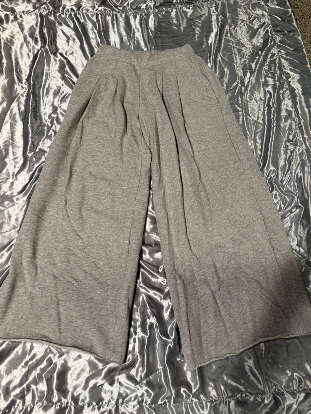 aerie Gray Wide-Leg Knit Pants